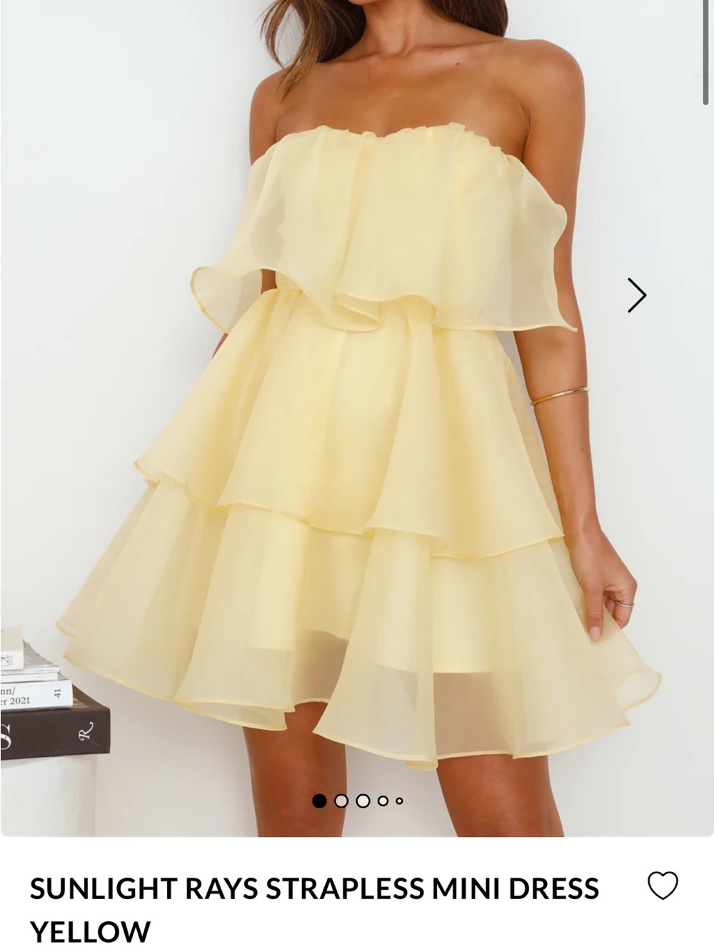 NEW WITH TAG Yellow Ruffle Strapless Fantasia Mini Dress - Billy J